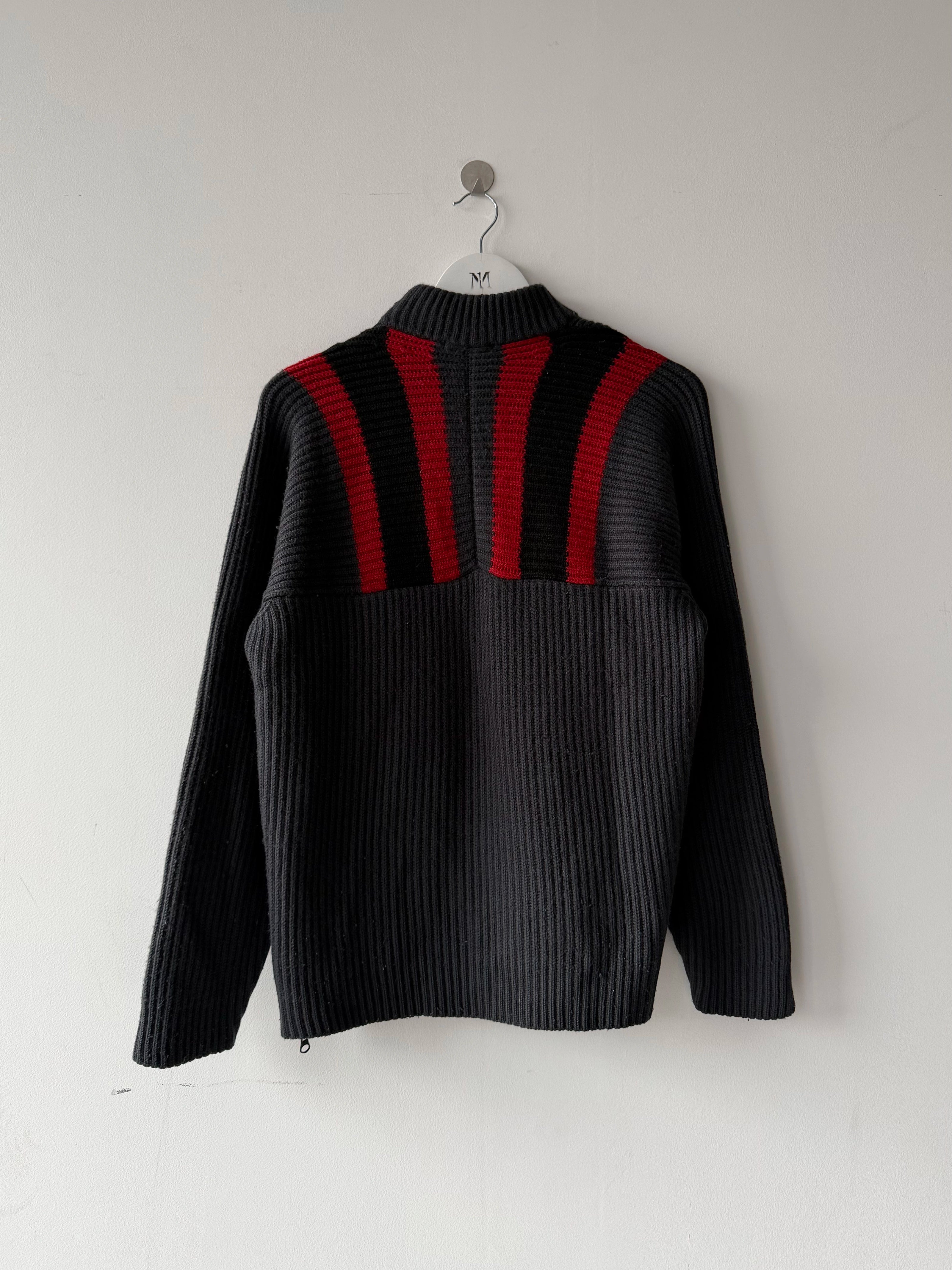 DANIELE ALESSANDRINI - 1990s CHUNKY KNIT JUMPER WITH ASYMMETRIC SIDE ZIP RUNNING FROM TOP TO BOTTOM