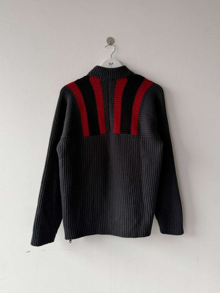 DANIELE ALESSANDRINI - 1990s CHUNKY KNIT JUMPER WITH ASYMMETRIC SIDE ZIP RUNNING FROM TOP TO BOTTOM