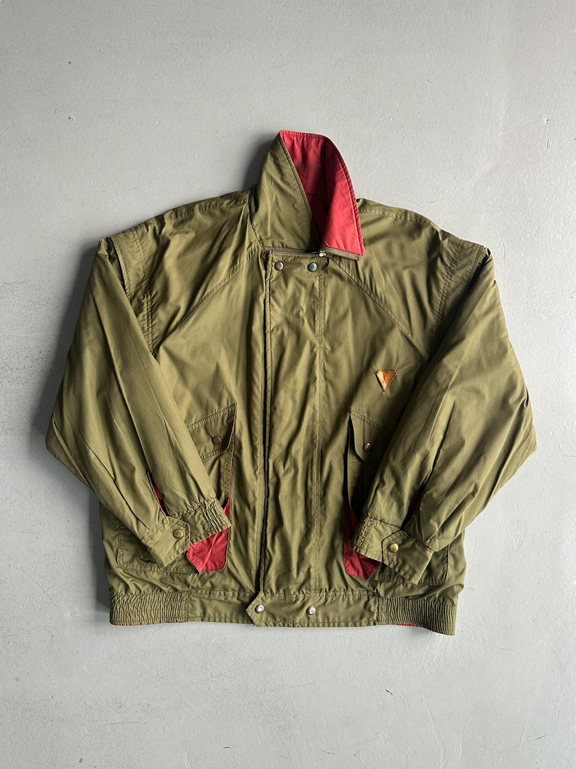 YVES SAINT LAURENT - 1980s 2 IN 1 REVERSIBLE BOMBER JACKET WITH ZIP AT COLLAR