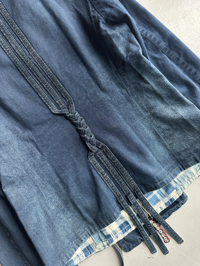 MARITHÉ + FRANÇOIS GIRBAUD - F/W 2003 DOUBLE BREASTED DENIM JACKET WITH WOOL PANEL