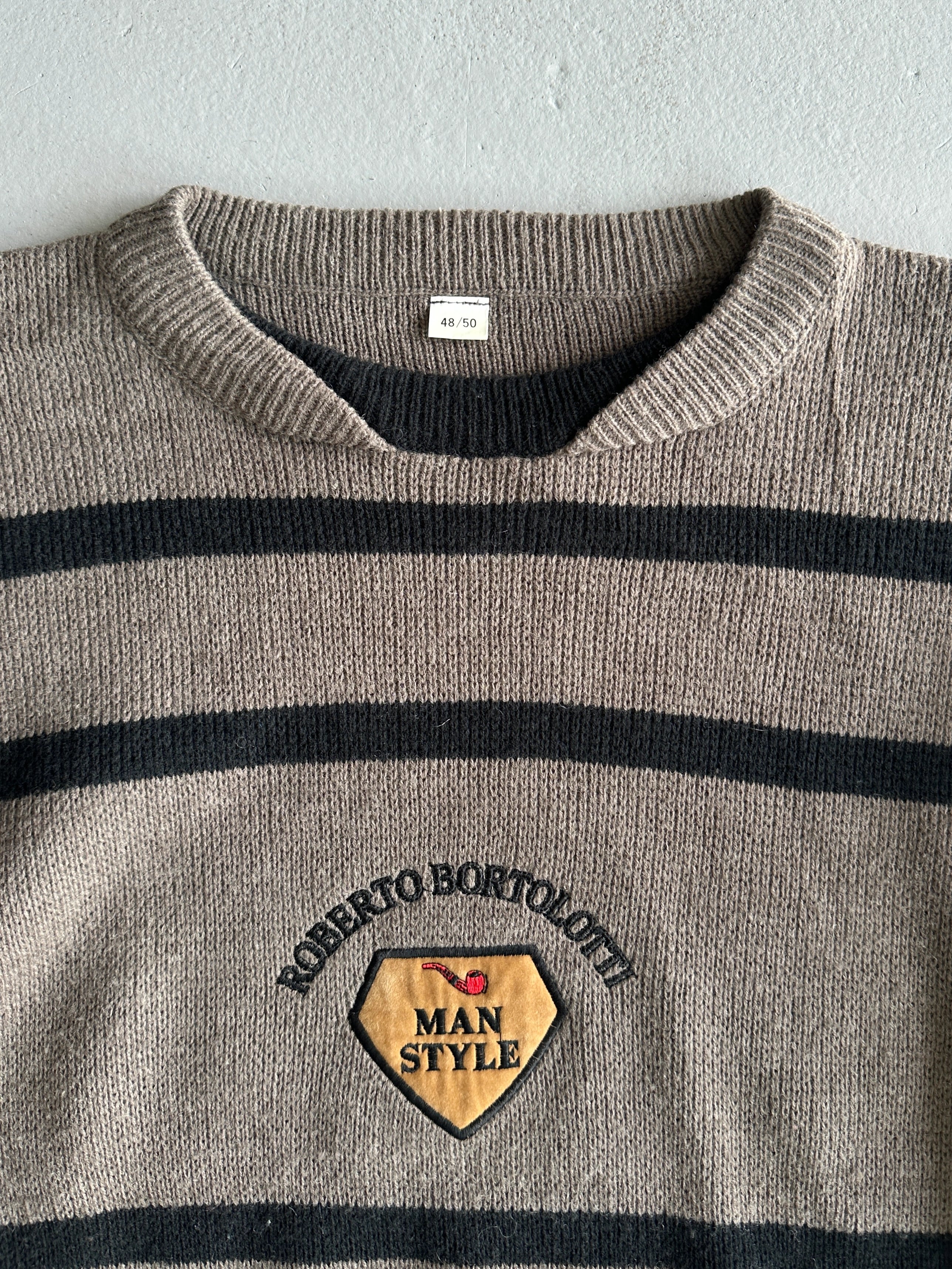 1990s STRIPED ROUND NECK KNIT JUMPER