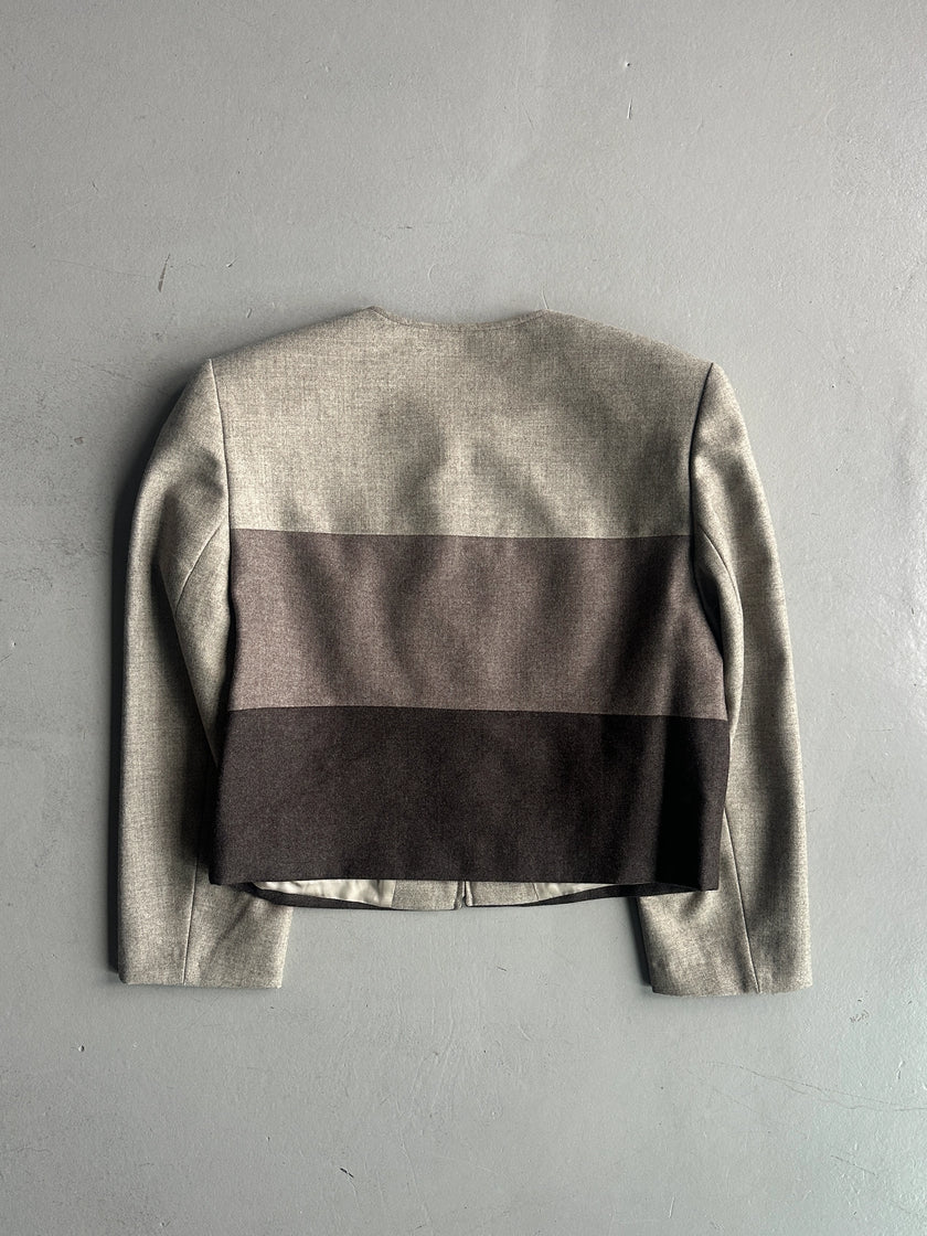 VALENTINO - 1990s BLOCK PANEL WOOL ZIPPED JACKET