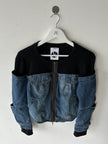 PLEIN SUD - early 2000s CROP FIT HYBRID DENIM JACKET WITH OPEN ELBOW SLITS