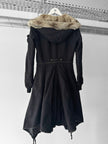 MARITHÉ + FRANÇOIS GIRBAUD - F/W 2005 LONG PINSTRIPE JACKET WITH FAUX FUR HOOD
