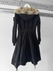 MARITHÉ + FRANÇOIS GIRBAUD - F/W 2005 LONG PINSTRIPE JACKET WITH FAUX FUR HOOD