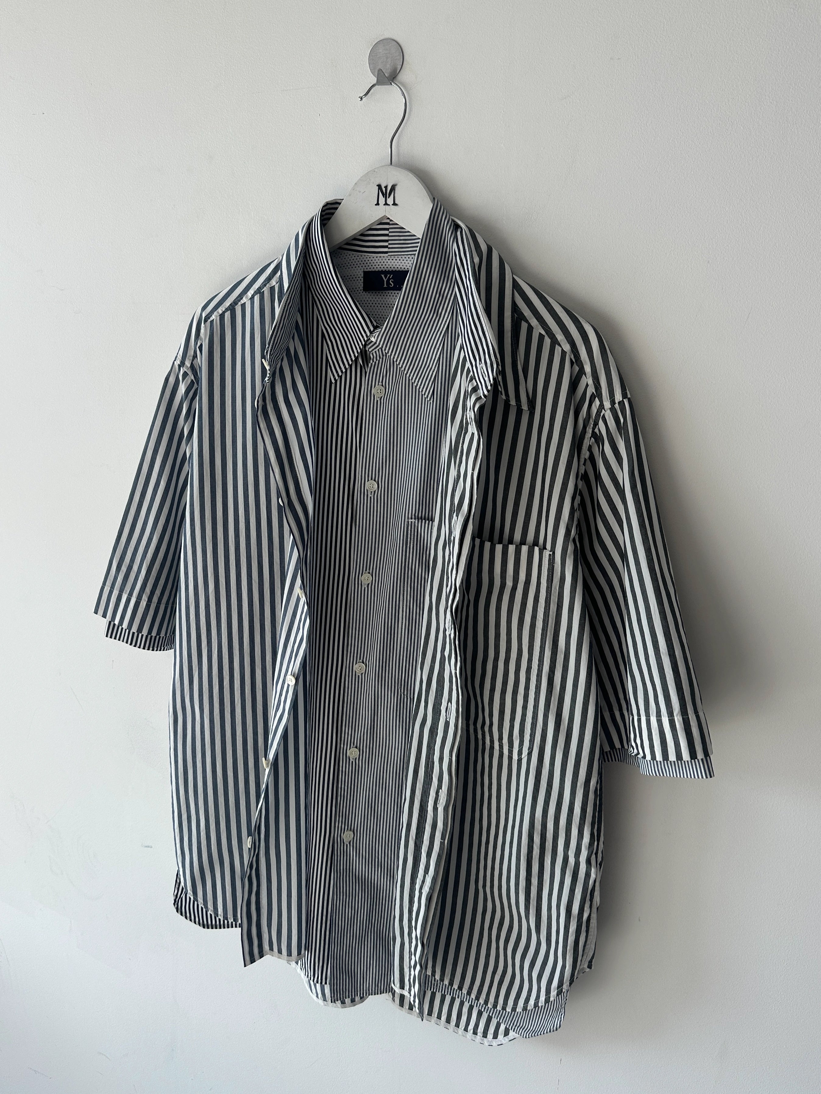 YOHJI YAMAMOTO Y'S - late 2000s DOUBLE LAYER SHORT SLEEVE SHIRT