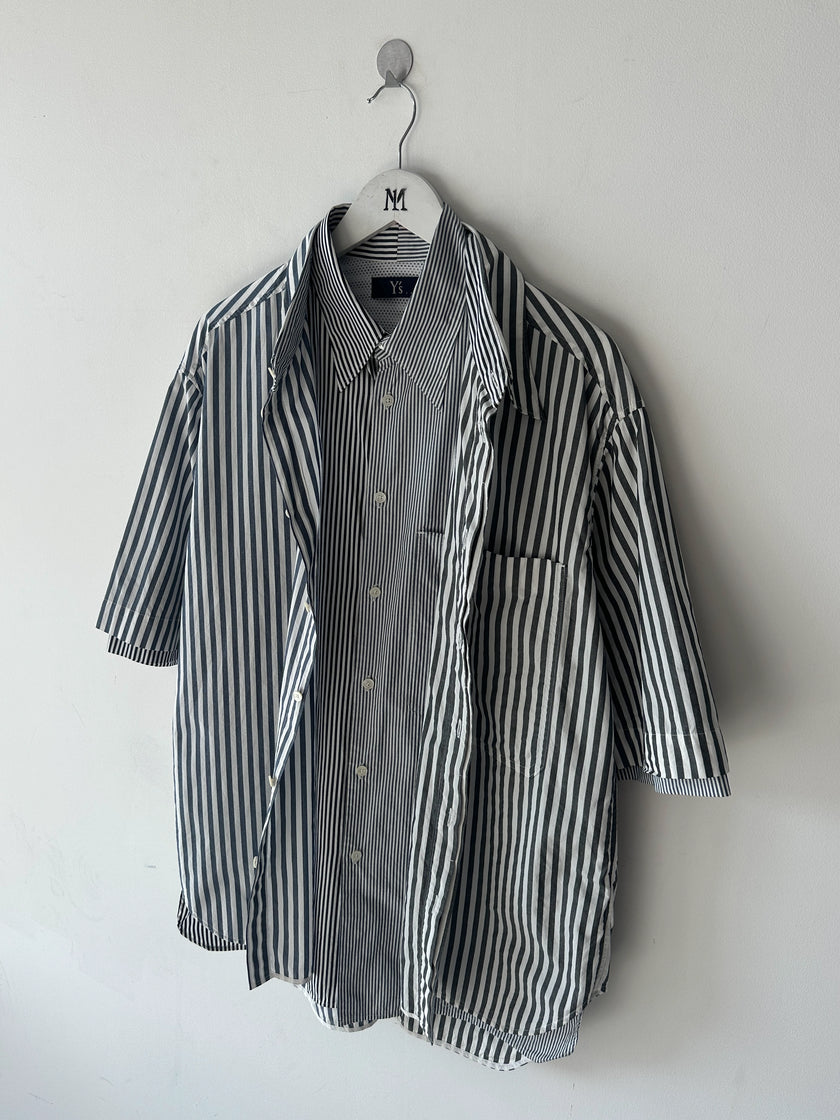 YOHJI YAMAMOTO Y'S - late 2000s DOUBLE LAYER SHORT SLEEVE SHIRT