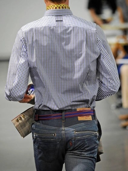 JUNYA WATANABE COMME DES GARÇONS - S/S 2010 GINGHAM CHECKS SHIRT WITH CURVED SLEEVE