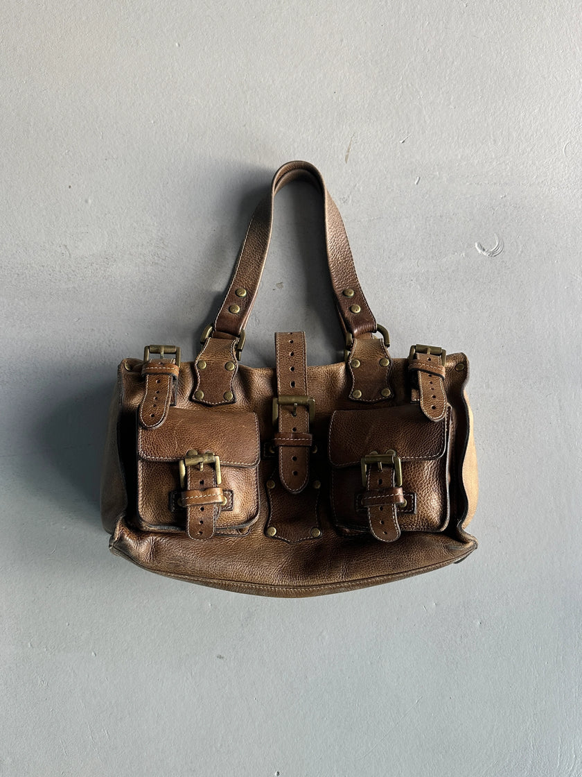 MULBERRY - 1990 DISTRESSED LEATHER ROXANNE BAG