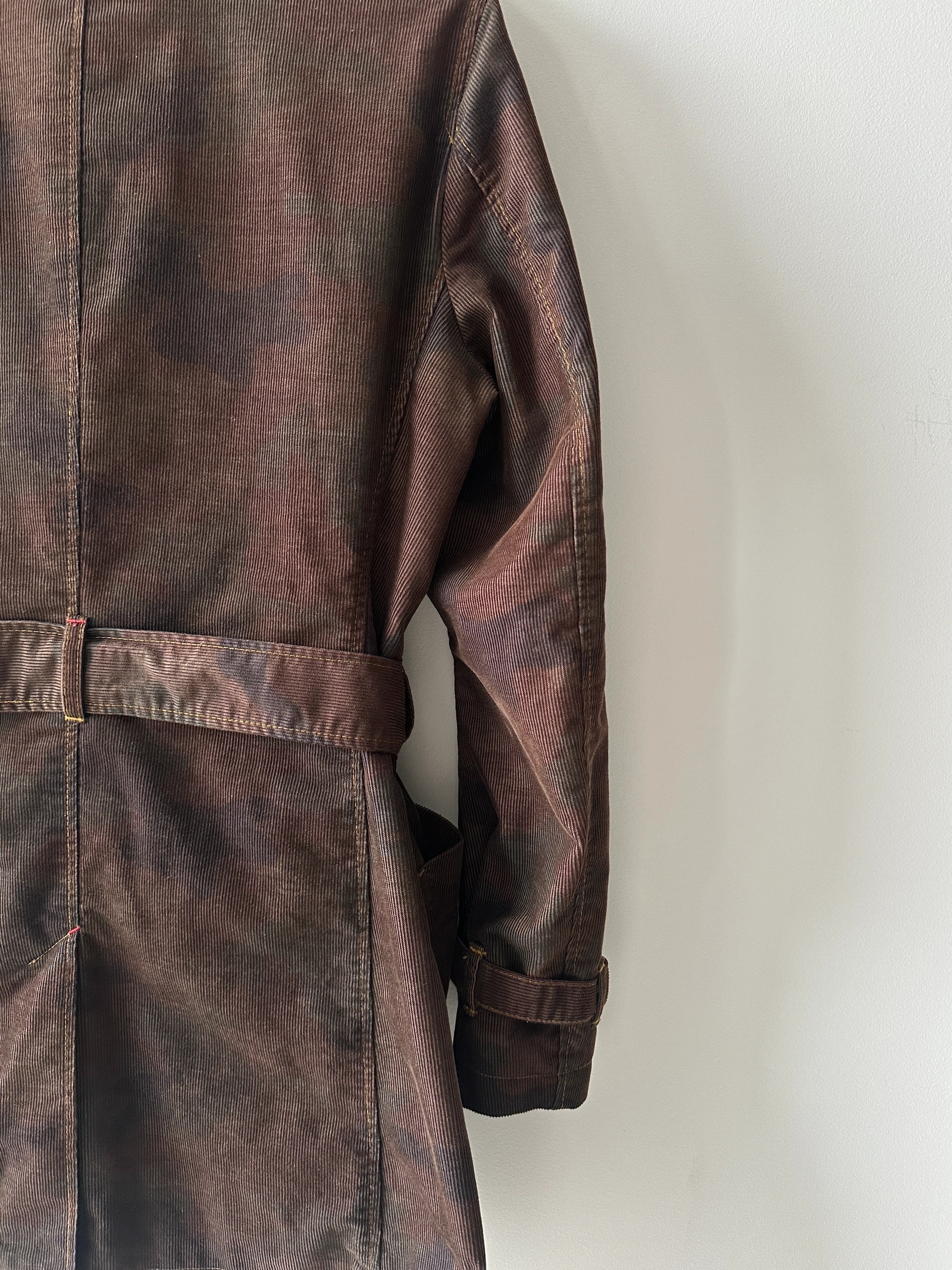 KATHARINE HAMNETT - 1990s CAMOUFLAGE CORDUROY TRENCH COAT