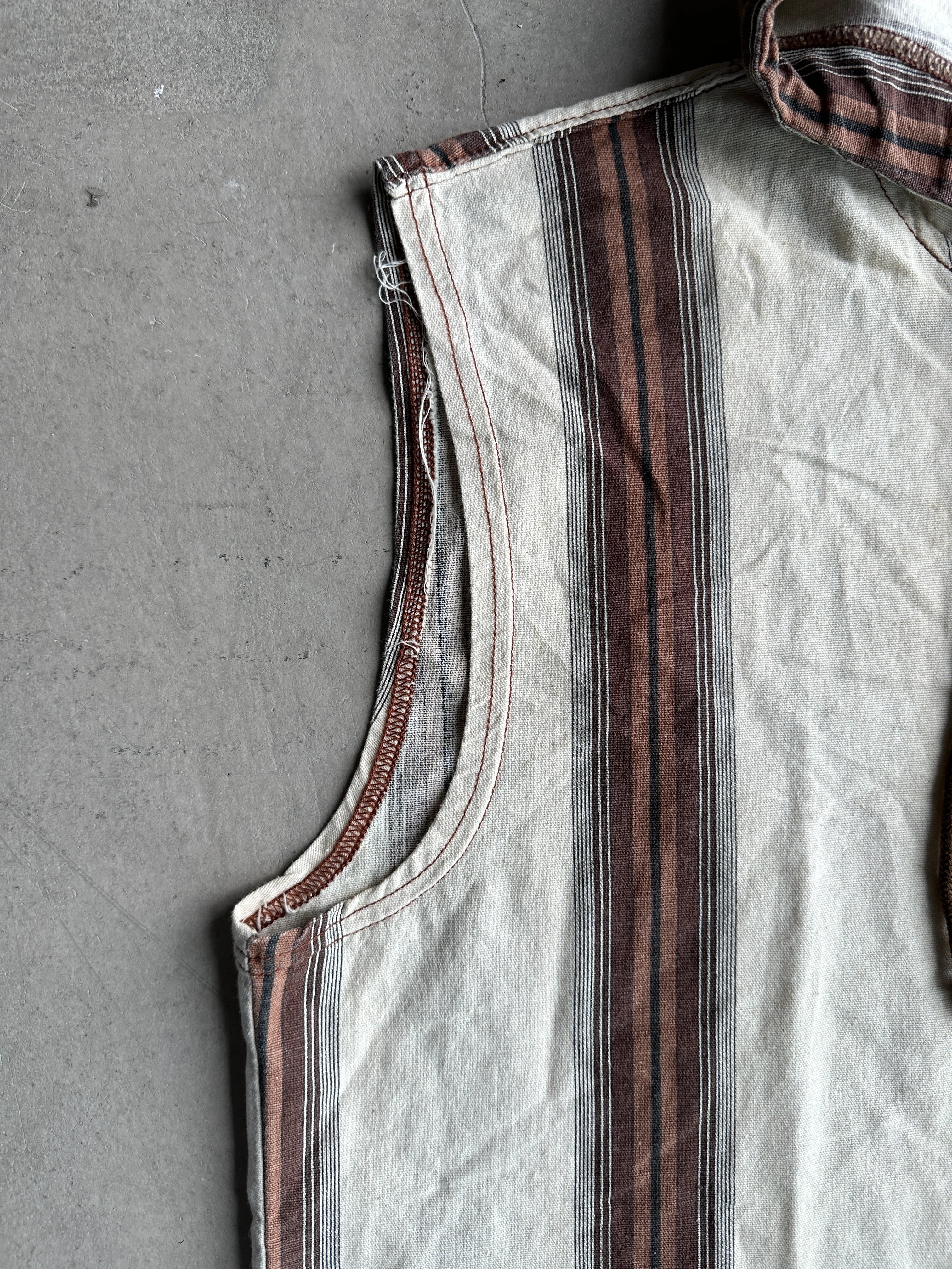 1980s LINEN HOODED VEST