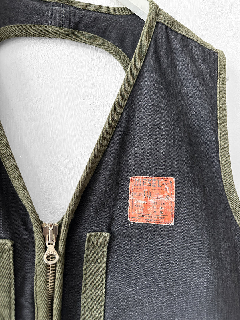 DIESEL - 1980s 2 in 1 BOMBER JACKET WITH LAYERED ZIPPED VEST