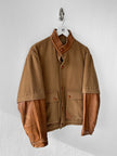 PIERRE BALMAIN - 1980s PANELED BOMBER JACKET WITH CONTRASTING LAYERED LEATHER SLEEVE