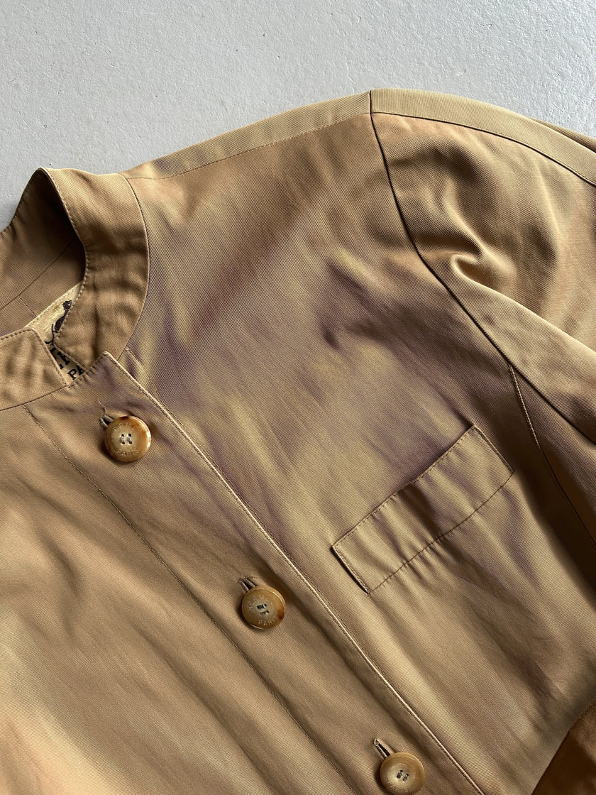 HERMÈS - 1970s MANDARIN COLLAR TRENCH COAT