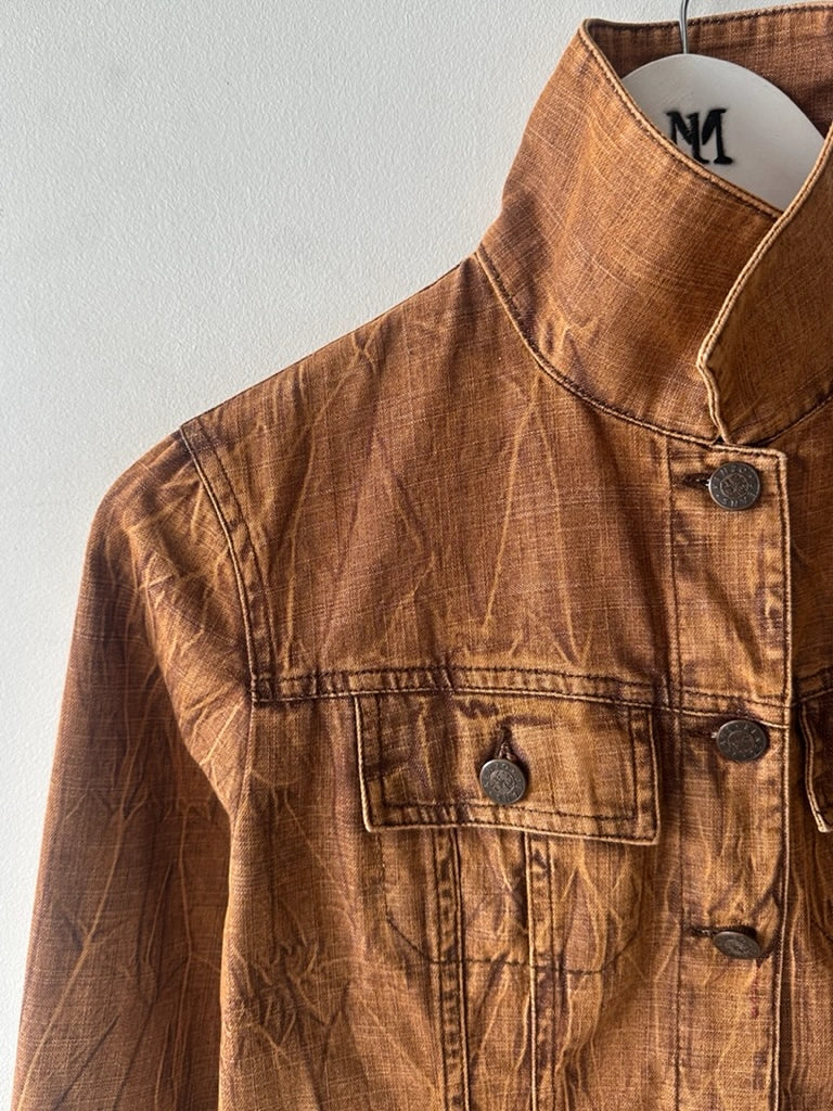KENZO  - 1980s DENIM JACKET WITH CRINKLED EFFECT WASH