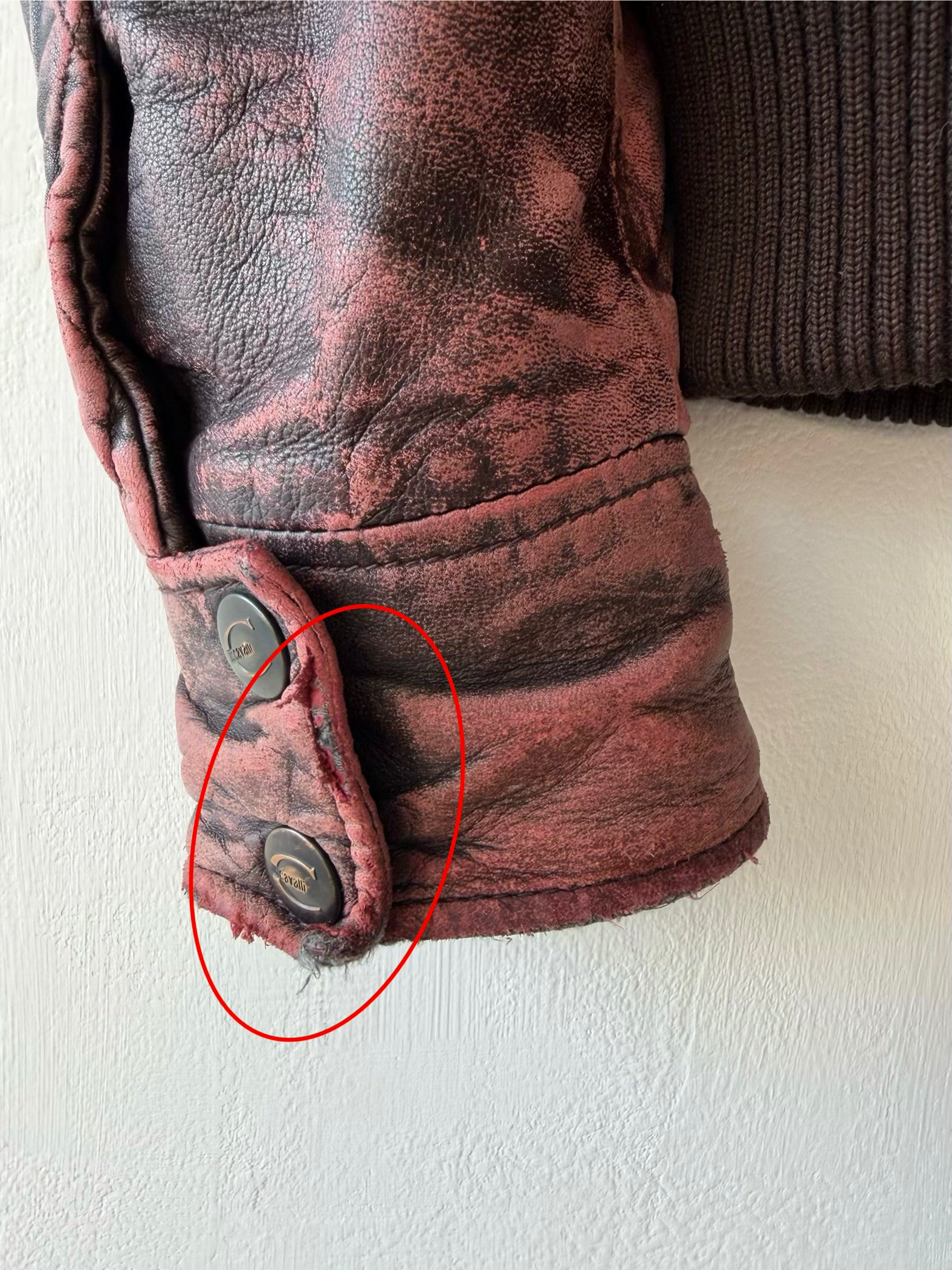 JUST CAVALLI - F/W 2008 DISTRESSED LEATHER BOMBER JACKET