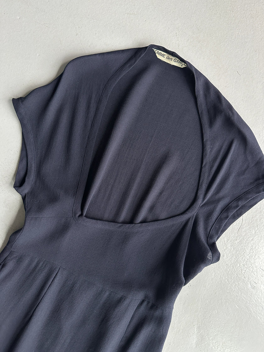 COMME DES GARÇONS - S/S 1989 ASYMMETRIC DEEP NECKLINE LONG DRESS