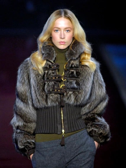 EMANUEL UNGARO by PETER DUNDAS  - F/W 2006 MARMOT FUR JACKET WITH CASHMERE RIBBED KNIT WAISTBAND