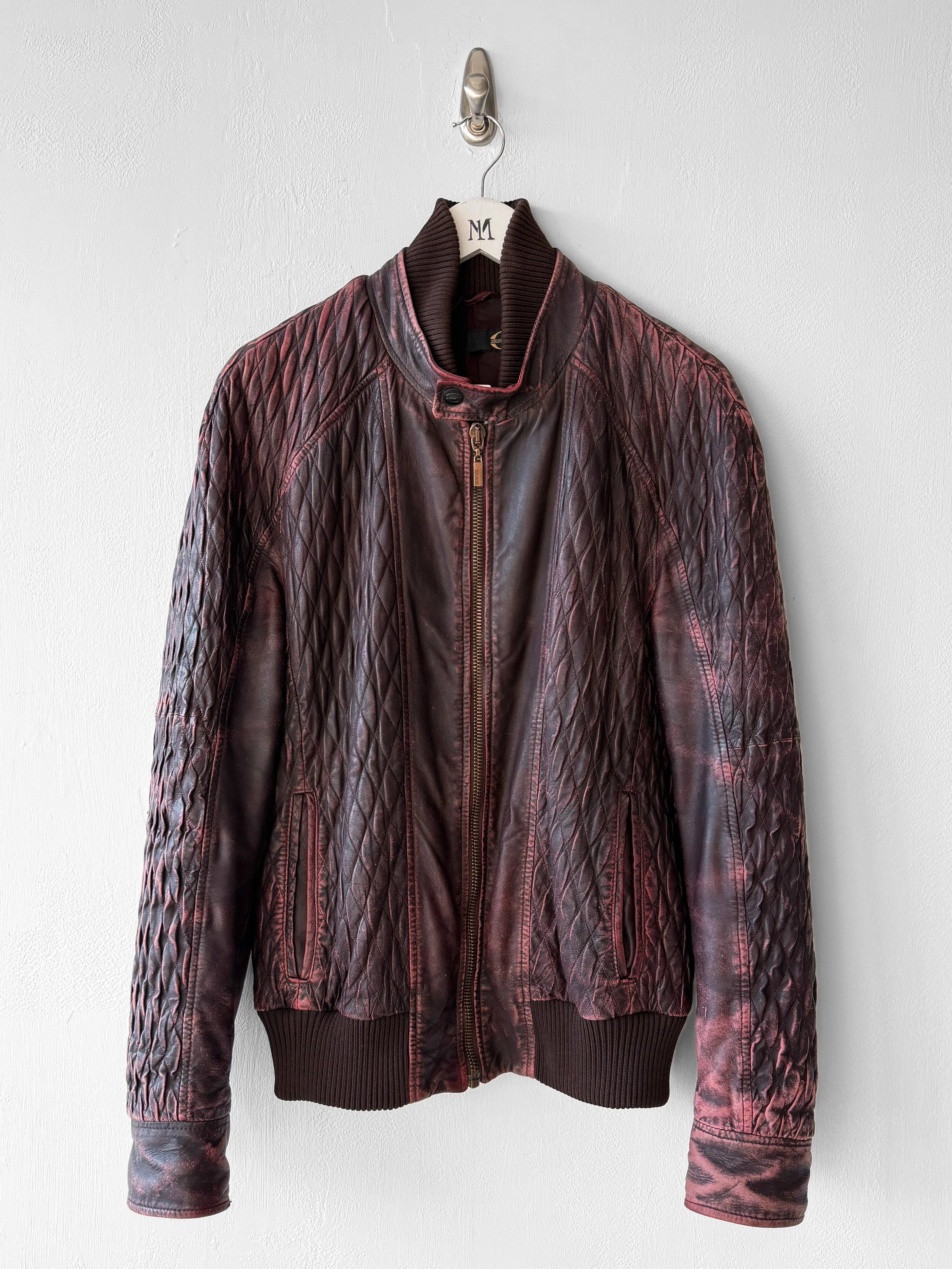 JUST CAVALLI - F/W 2008 DISTRESSED LEATHER BOMBER JACKET