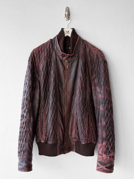 JUST CAVALLI - F/W 2008 DISTRESSED LEATHER BOMBER JACKET