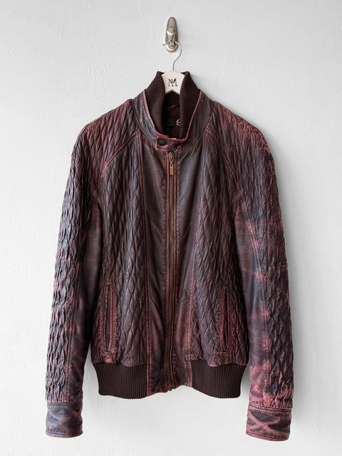 JUST CAVALLI - F/W 2008 DISTRESSED LEATHER BOMBER JACKET