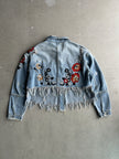 2000s CROP FIT RAW EDGES DENIM JACKET