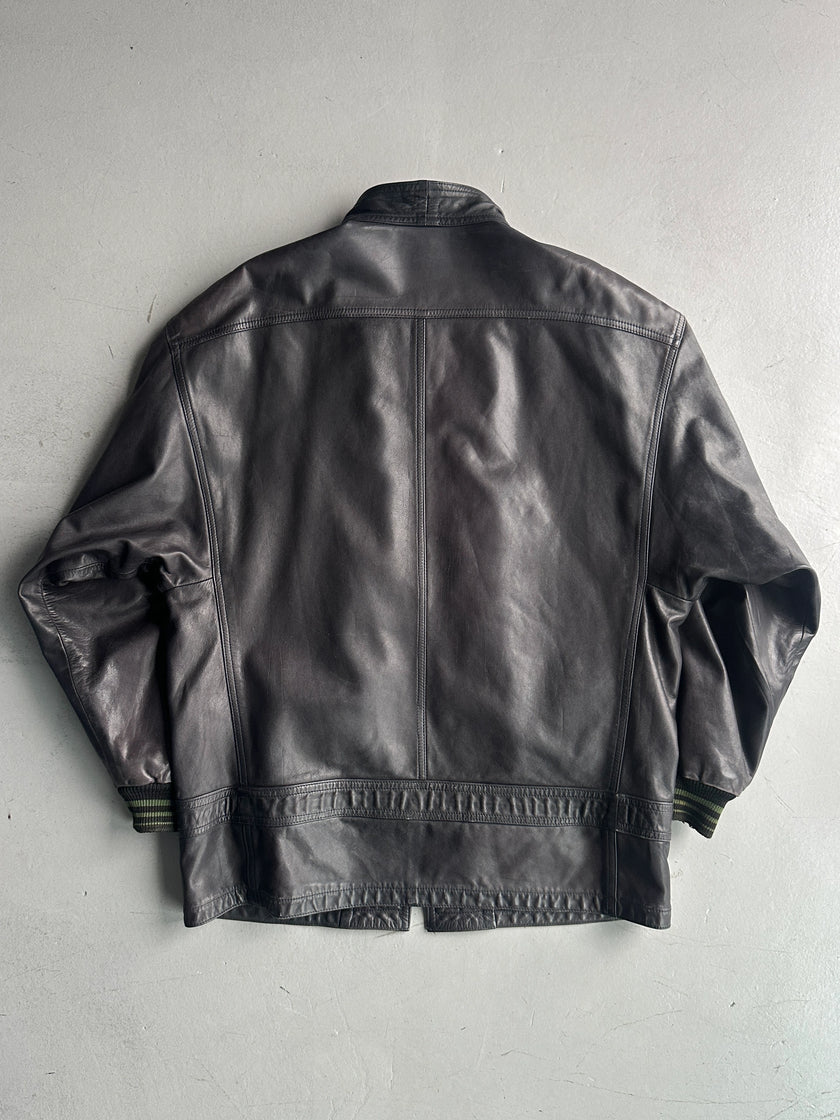 MARITHÉ + FRANÇOIS GIRBAUD X COMPAGNIE DES MONTAGNES & DES FORETS - 1980s LAYERED FRONT LEATHER JACKET