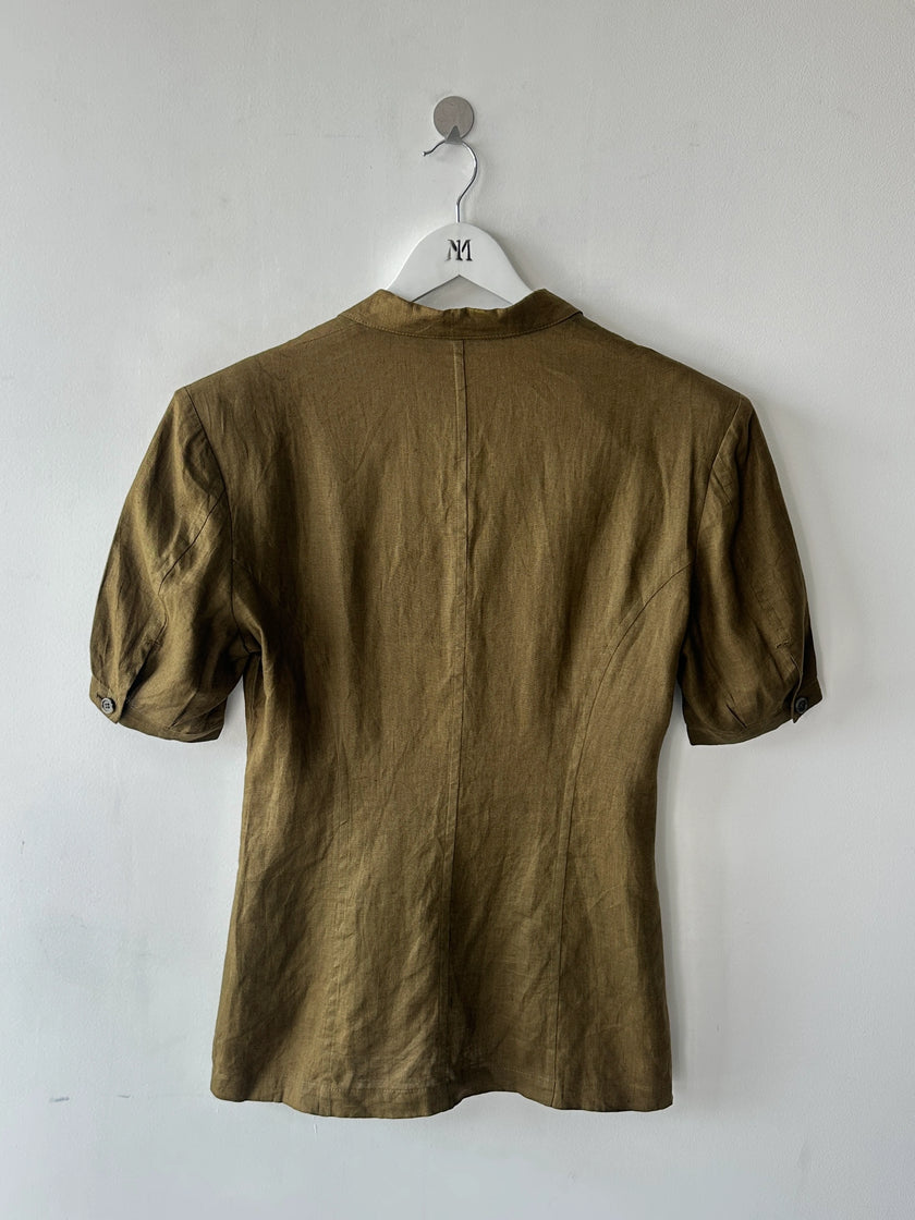 YOHJI YAMAMOTO Y'S - 1980s LINEN BLAZER WITH PUFFED SLEEVES