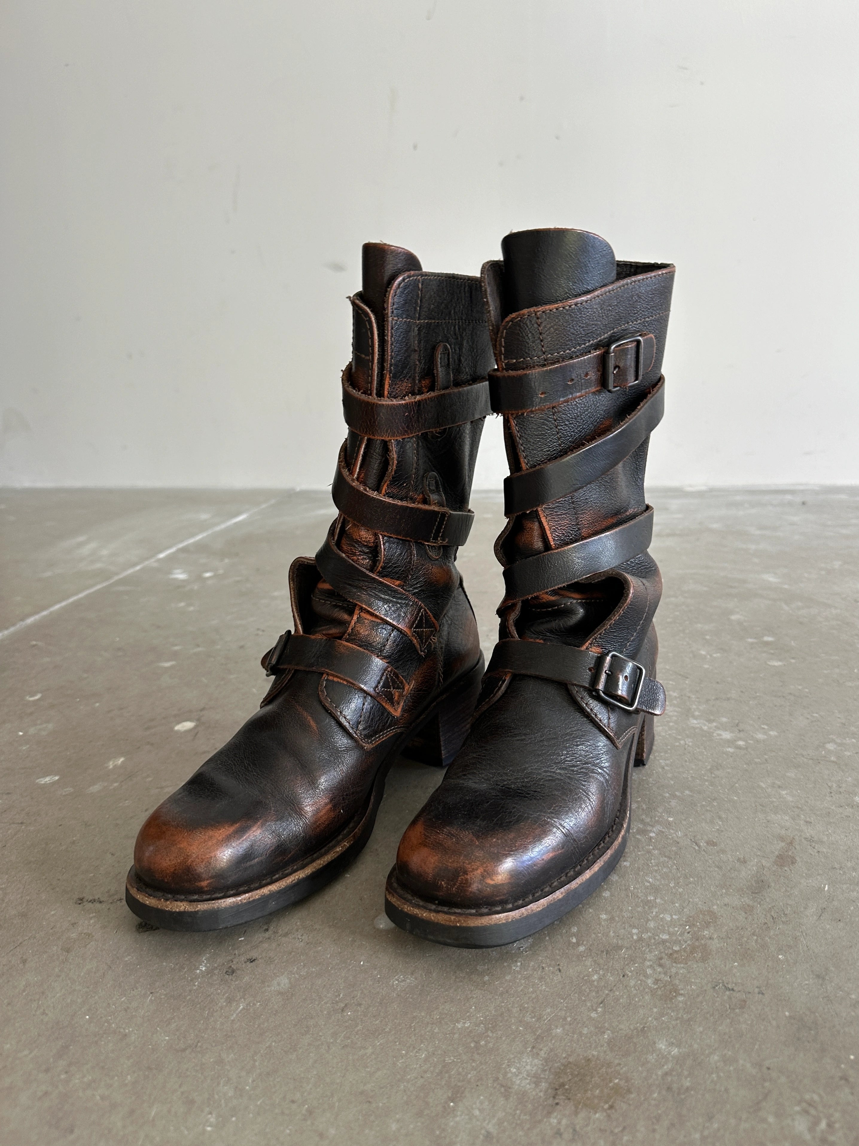 AKETOHN - 1990s SQUARE TOE LEATHER BOOTS