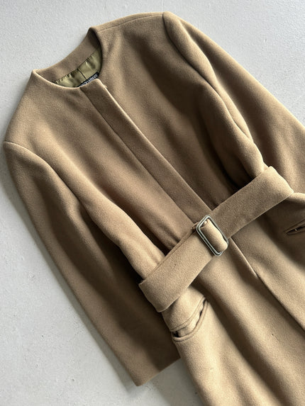 GIORGIO ARMANI - 1990s BELTED COLLARLESS COAT