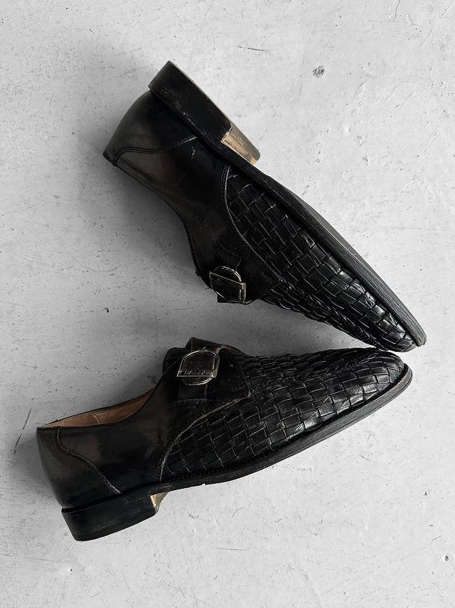 BALLY - 1980s WOVEN MONK STRAP SHOES
