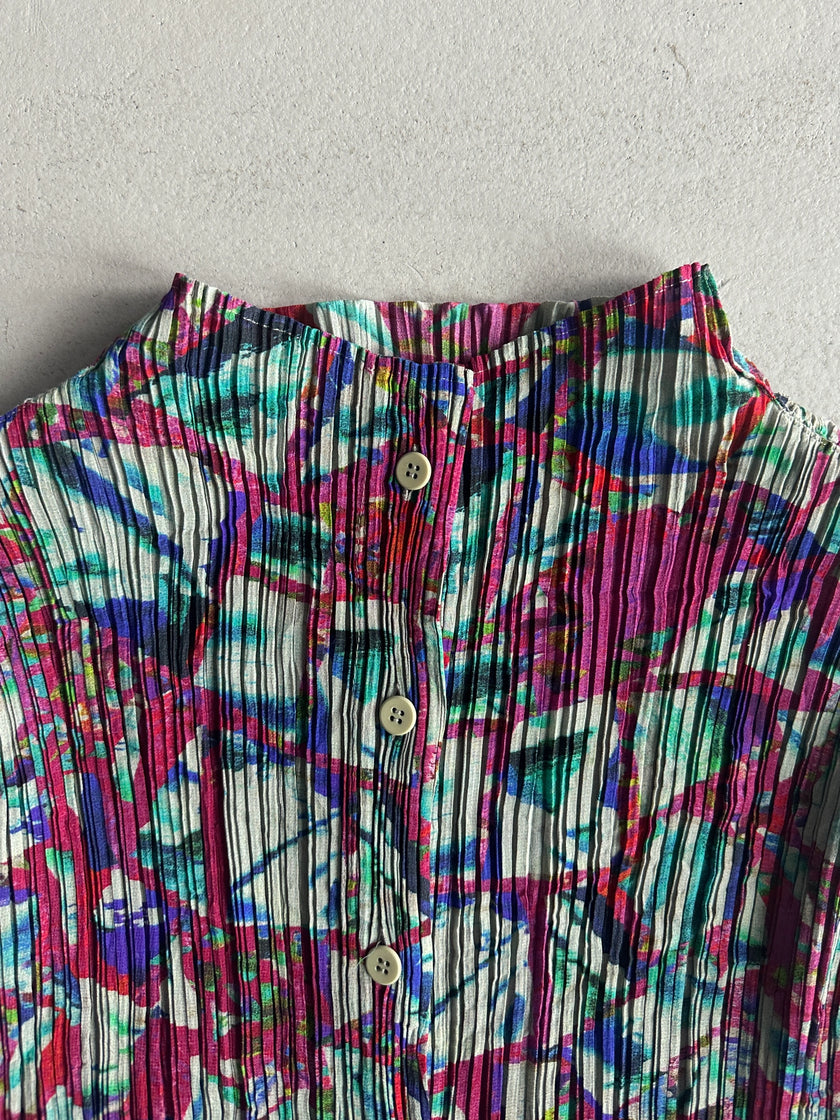 ISSEY MIYAKE FÈTE - S/S 2008 ABSTRACT PRINT BUTTONED BLOUSE