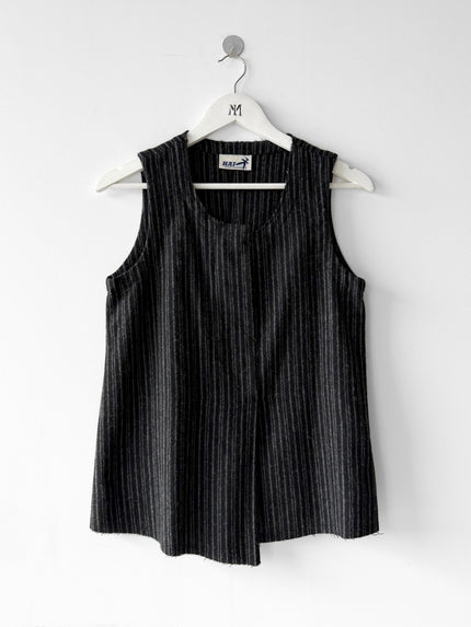 ISSEY MIYAKE HAI - 1980s PINSTRIPED VEST TOP