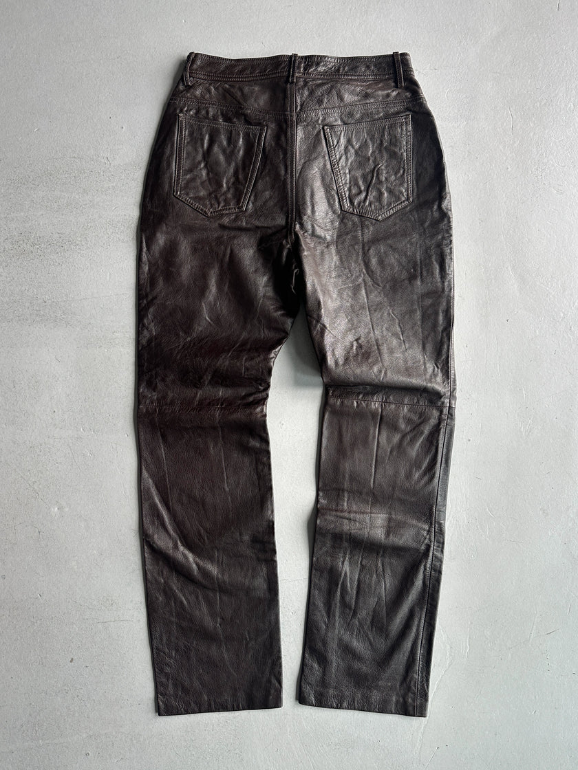 TRUSSARDI - 2000s LIMITED EDITION STRAIGHT FIT LEATHER TROUSERS