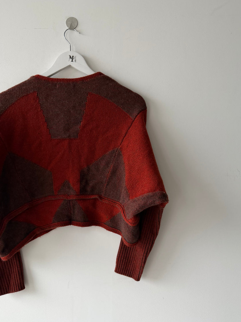 HIROKO KOSHINO  - 2000s OPEN FRONT CROP FIT KNIT CARDIGAN