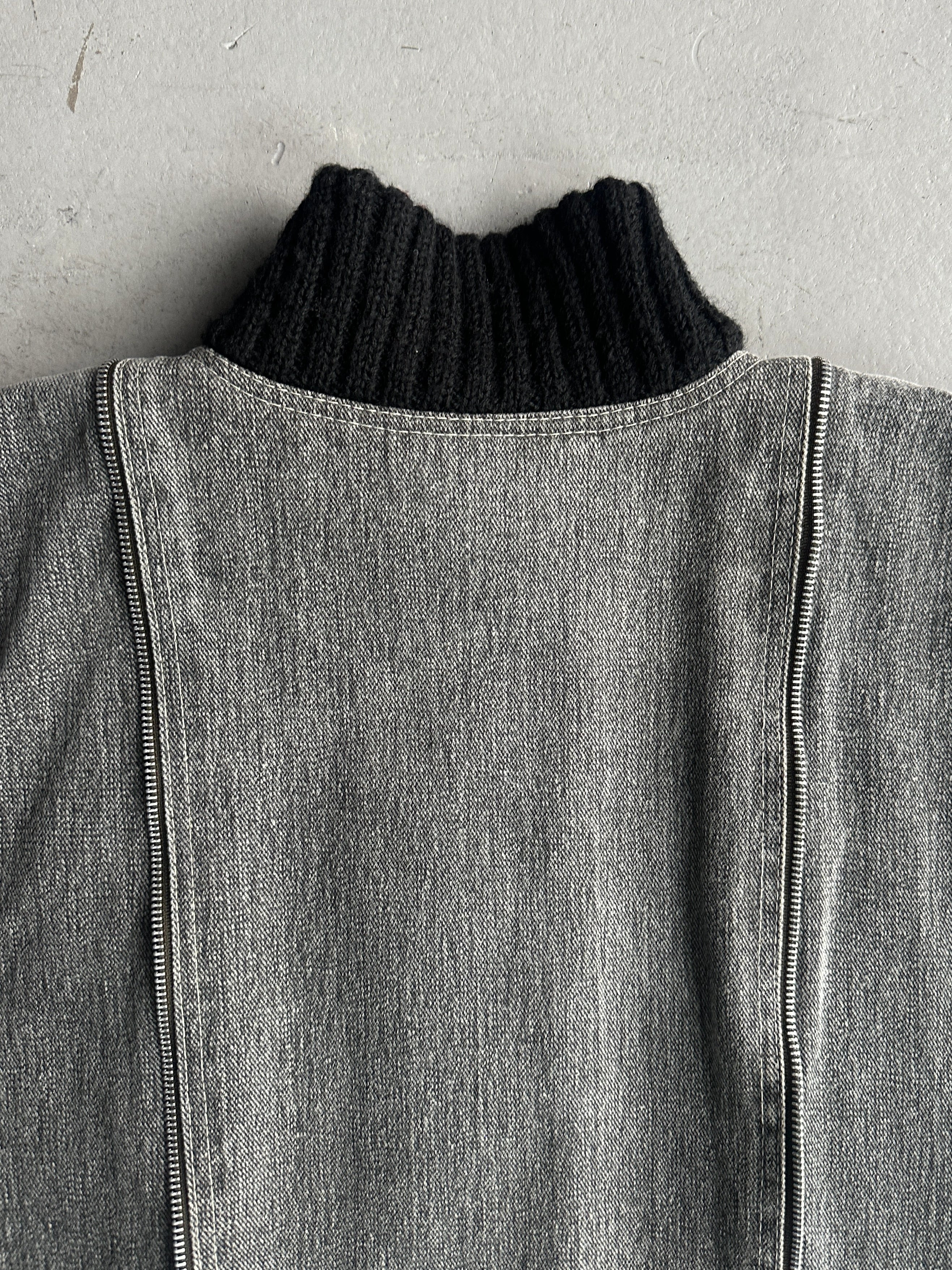 ITALIAN LABEL 1980s 2 IN 1 BOXY FIT DENIM BOMBER JACKET GILET