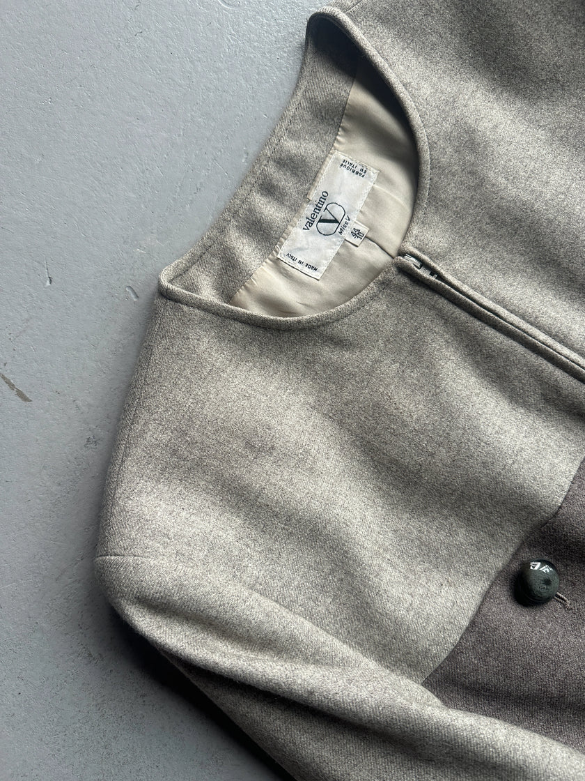 VALENTINO - 1990s BLOCK PANEL WOOL ZIPPED JACKET