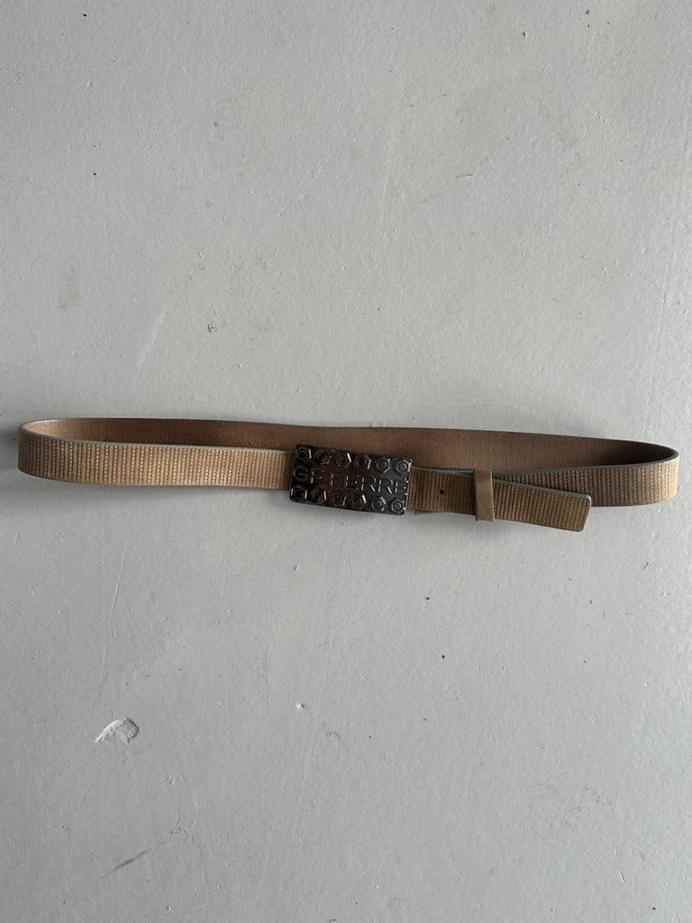 GIANFRANCO FERRÉ -  early 2000s WAXED LEATHER BELT WITH METAL BUCKLE