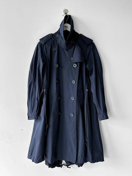 SACAI - S/S 2017 DOUBLE BREASTED TRENCH COAT WITH DRAWCORD GATHERED HEM