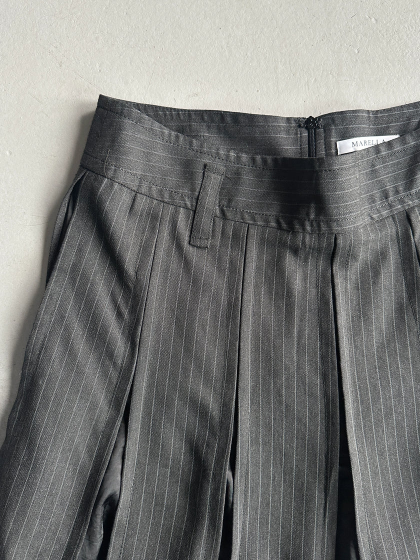 MARELLA - 2000s PANELED PLEATED LONG PINSTRIPED SKIRT