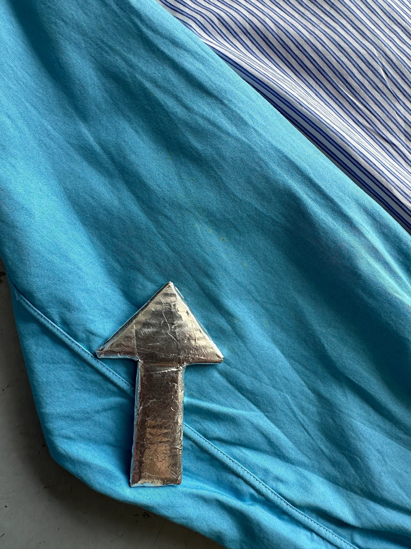 COMME DES GARÇONS - 1990s CONTRASTING SLEEVE PINSTRIPED SHIRT