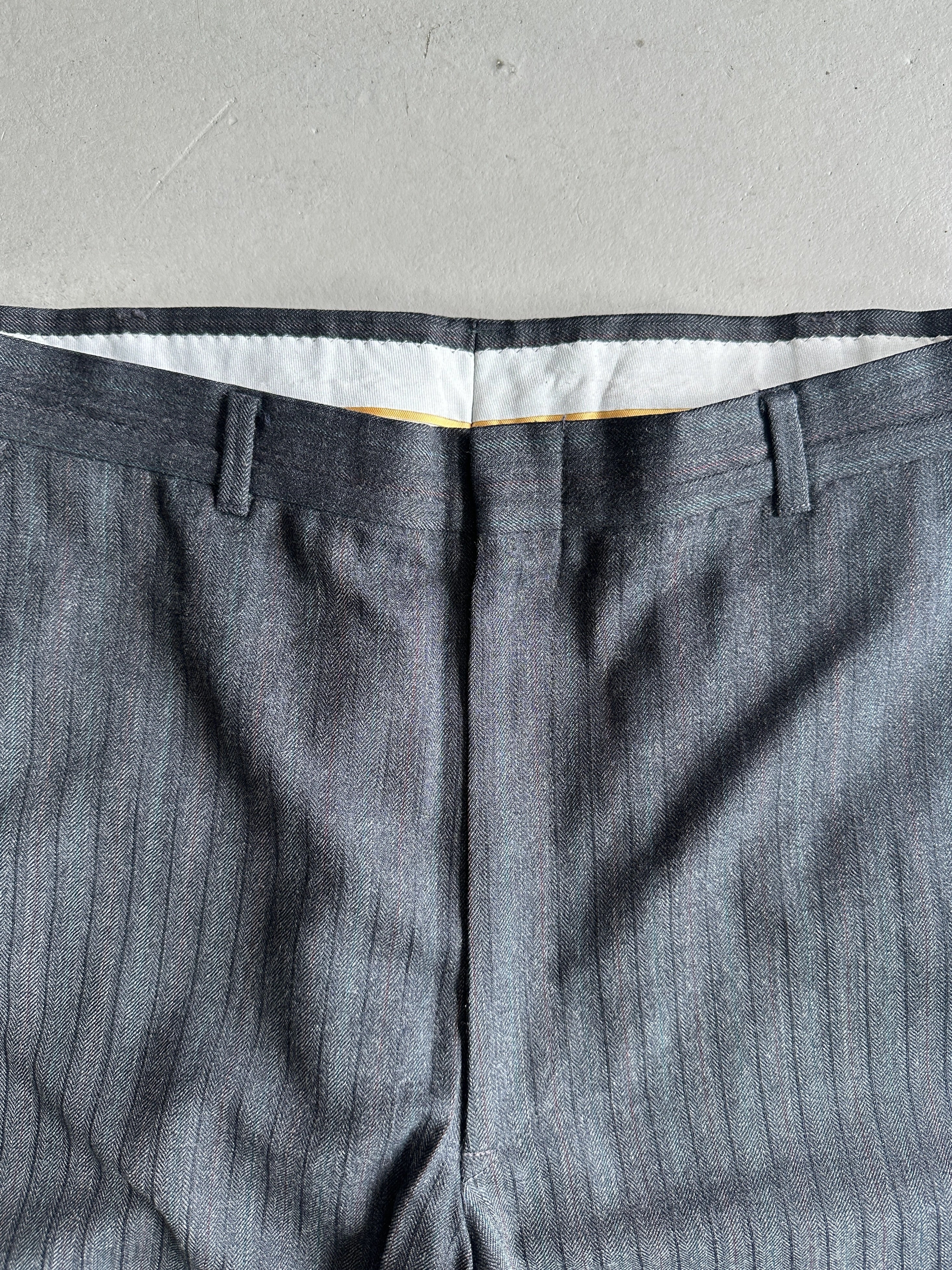 1990s PINSTRIPED STRAIGHT FIT TAILORED TROUSERS