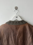 ITALIAN LABEL 2000s LEATHER JACKET WITH KNIT COLLAR AND FRONT PLACKET