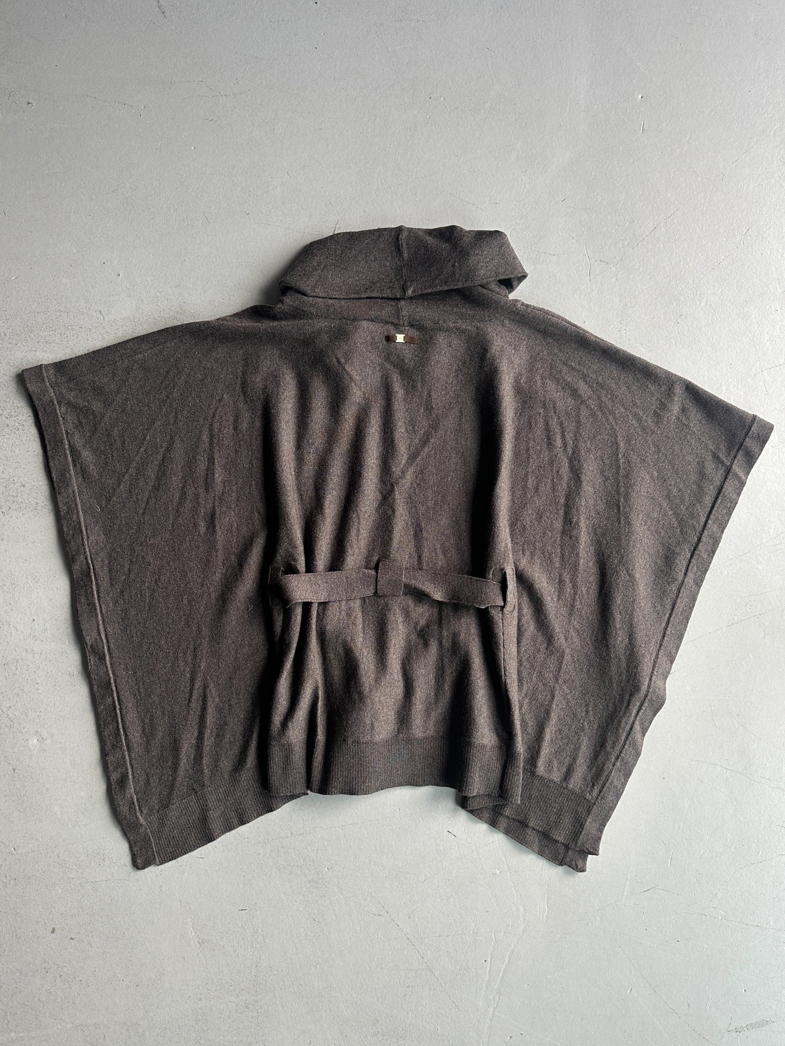 TRUSSARDI - 2000s PONCHO JUMPER WITH WAIST TIE