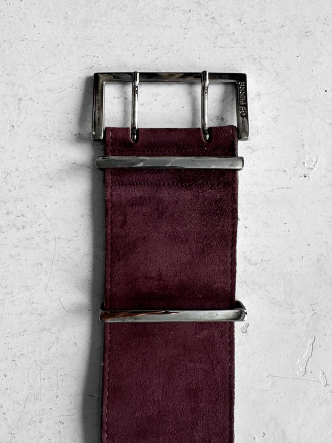 GIANFRANCO FERRÉ - late 1990s WIDE SUEDE BELT WITH DOUBLE PRONG BUCKLE