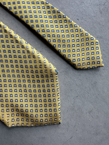 ETRO - 1980s YELLOW AND BLUE SILK TIE