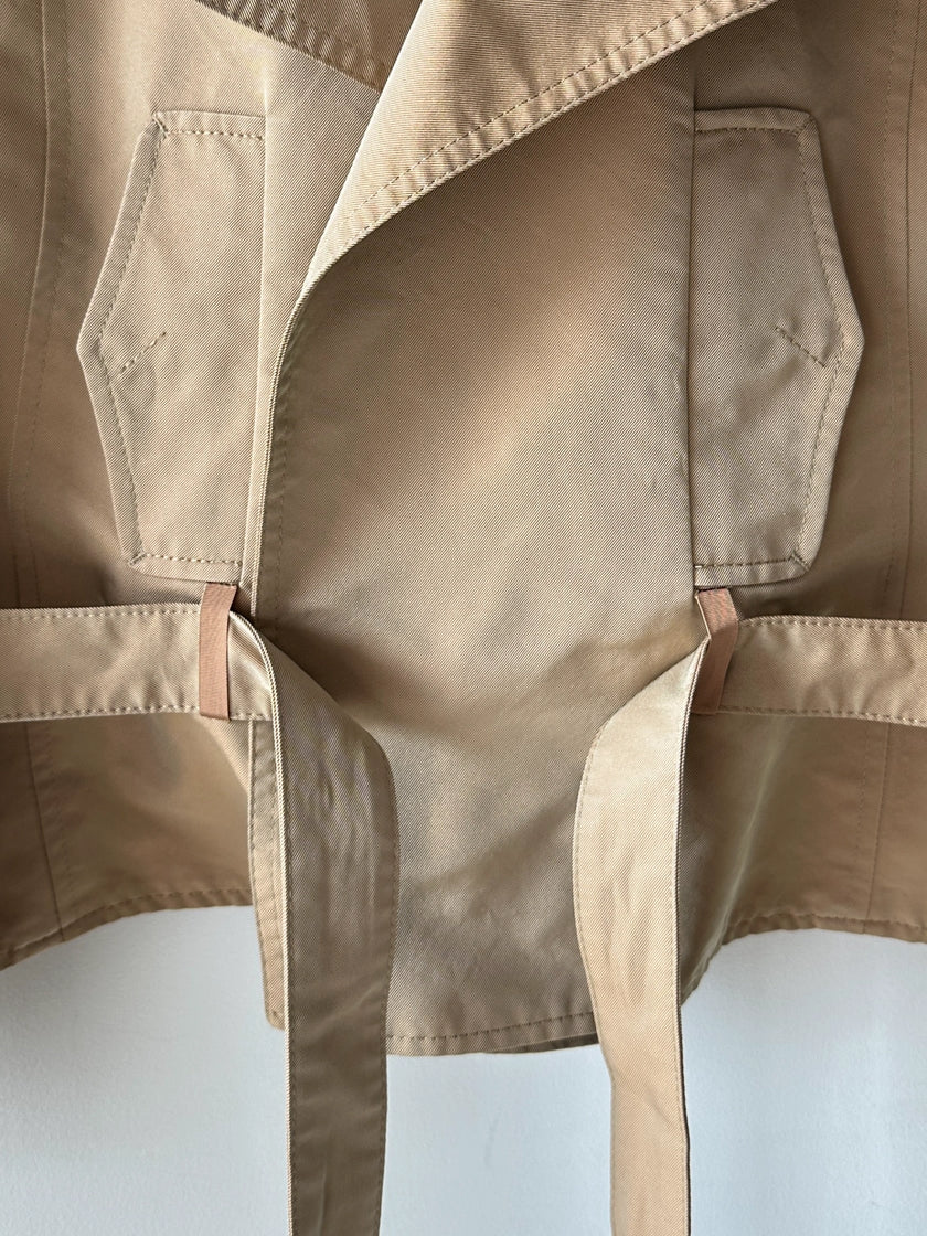 COSTUME NATIONAL - S/S 2007 CROP FIT BELTED TRENCH JACKET WITH BELL SLEEVES