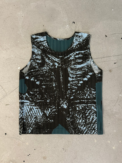 ISSEY MIYAKE HOMME PLISSÉ - 2000s GRAPHIC PRINT CREW NECK VEST