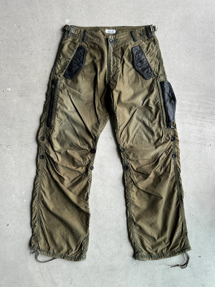 LIDAH - 2000s ATTACHED LEATHER PARACHUTE CARGO PANTS