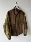 FRENCH LABEL 1980s PANELED BOMBER JACKET WITH SUEDE FRONT